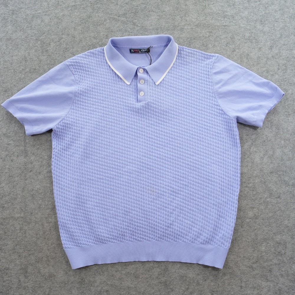 PJ Paul Jones Polo Shirt Mens Extra Large Blue Knit Crew Neck Short Sleeve New